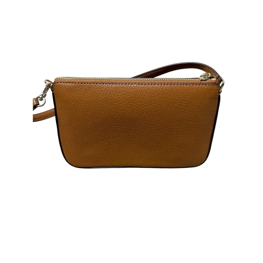 Kate Spade New York Brown Pebbled Leather Crossbody Wristlet Bag